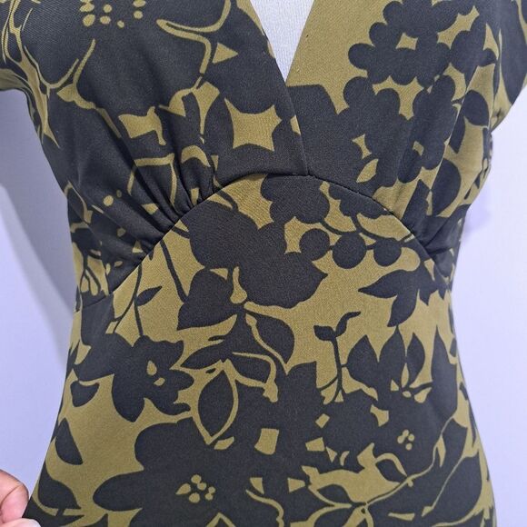 Vintage Trixxi Y2K Floral Print V- Neck  Retro Fit & Flare  Medium Sea Green - Picture 13 of 15